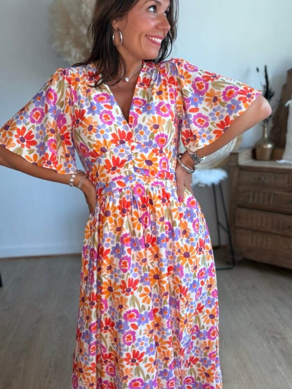 Robe longue imprimé coloré - Modèle Seventies