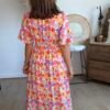 Robe longue imprimé coloré - Modèle Seventies