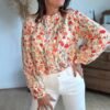 Chemise fleurie orange - Modèle Sabrina