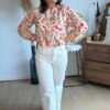 Chemise fleurie orange - Modèle Sabrina