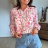 Chemise fleurie fushia - Modèle Sabrina