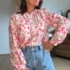 Chemise fleurie fushia - Modèle Sabrina