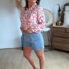 Chemise fleurie fushia - Modèle Sabrina
