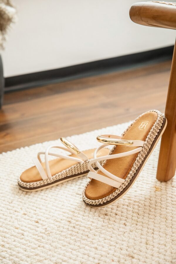 Mules beige/dorés - Modèle Yvanny