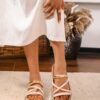 Mules beige/dorés - Modèle Yvanny