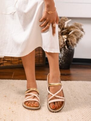 Mules beige/dorés - Modèle Yvanny