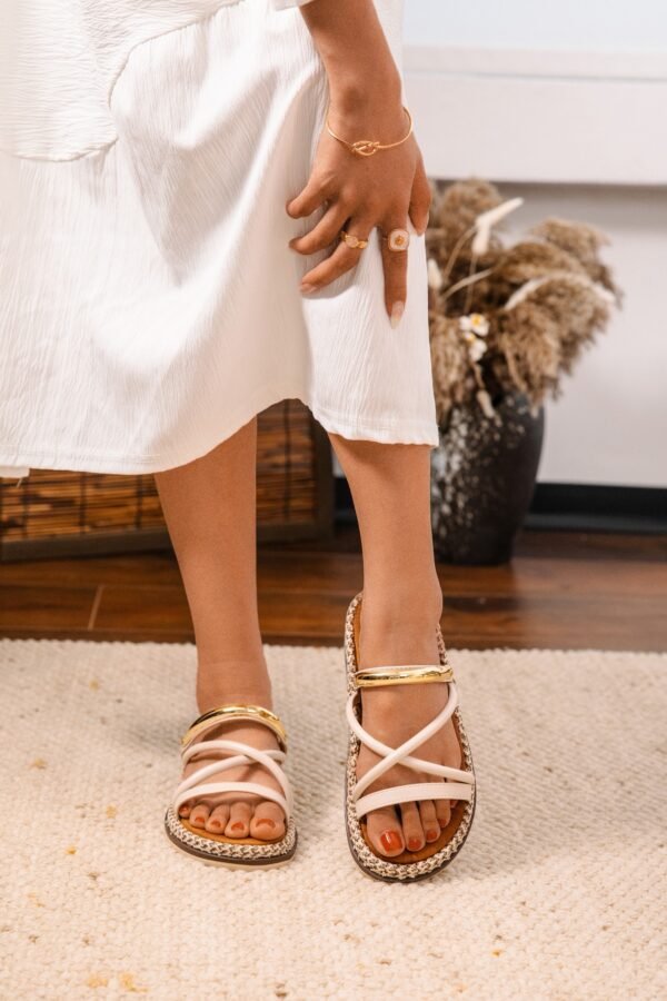 Mules beige/dorés - Modèle Yvanny