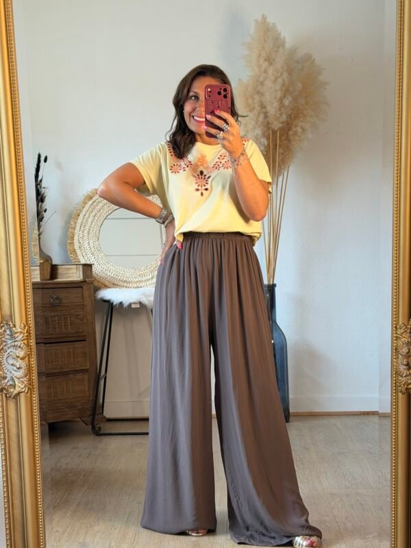 Pantalon fluide chocolat - Modèle Lisa