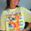 t shirt raye fluo imprime T shirt imprimé homard - Modèle Omar