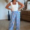 Pantalon fluide rayé à fleurs - Modèle Laurie
