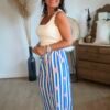 Pantalon fluide rayé à fleurs - Modèle Laurie