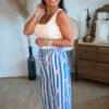 Pantalon fluide rayé à fleurs - Modèle Laurie