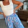 Pantalon fluide rayé à fleurs - Modèle Laurie