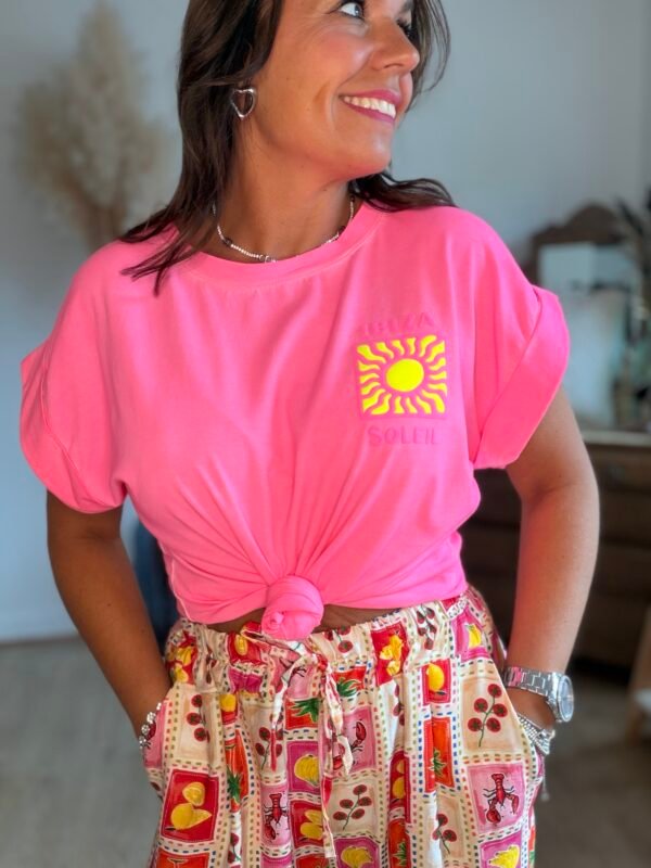 T shirt rose fluo - Modèle Ibiza
