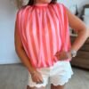 Blouse dos nu rayé rose - Modèle Maya