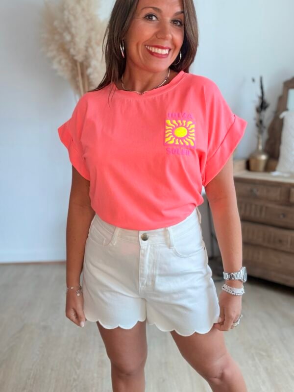 T shirt corail fluo - Modèle Ibiza