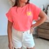 T shirt corail fluo - Modèle Ibiza