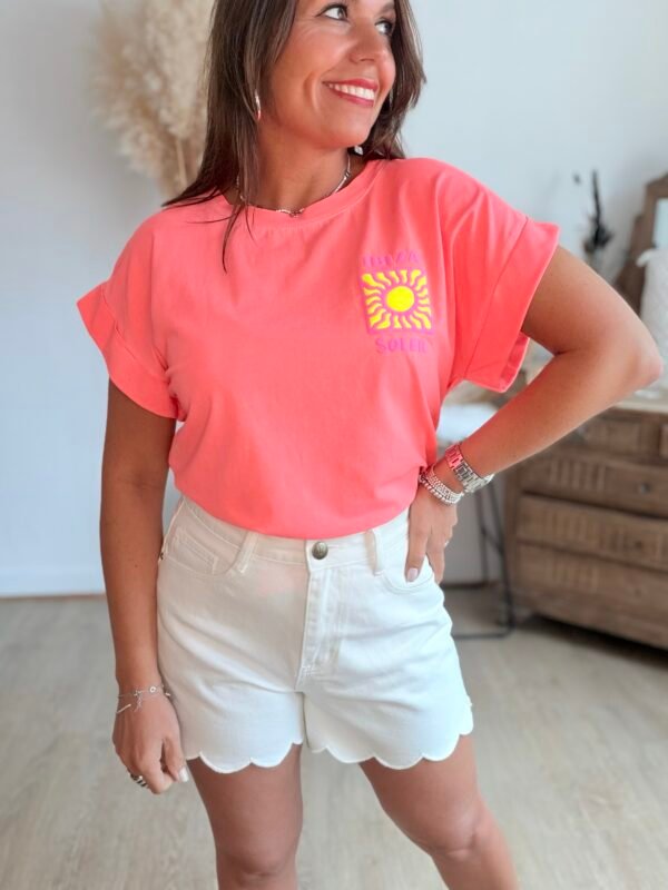 T shirt corail fluo - Modèle Ibiza