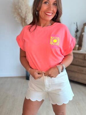 T shirt corail fluo - Modèle Ibiza