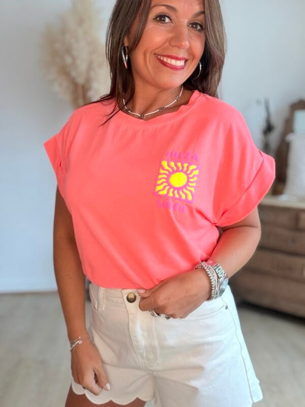 T shirt corail fluo - Modèle Ibiza