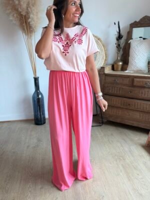 Pantalon fluide rose Fushia - Modèle Lisa