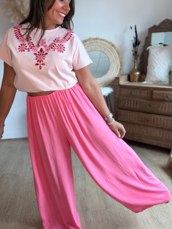 Pantalon fluide rose Fushia - Modèle Lisa