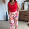 Pantalon imprimé rose orange - Modèle Nadia