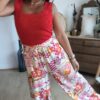Pantalon imprimé rose orange - Modèle Nadia