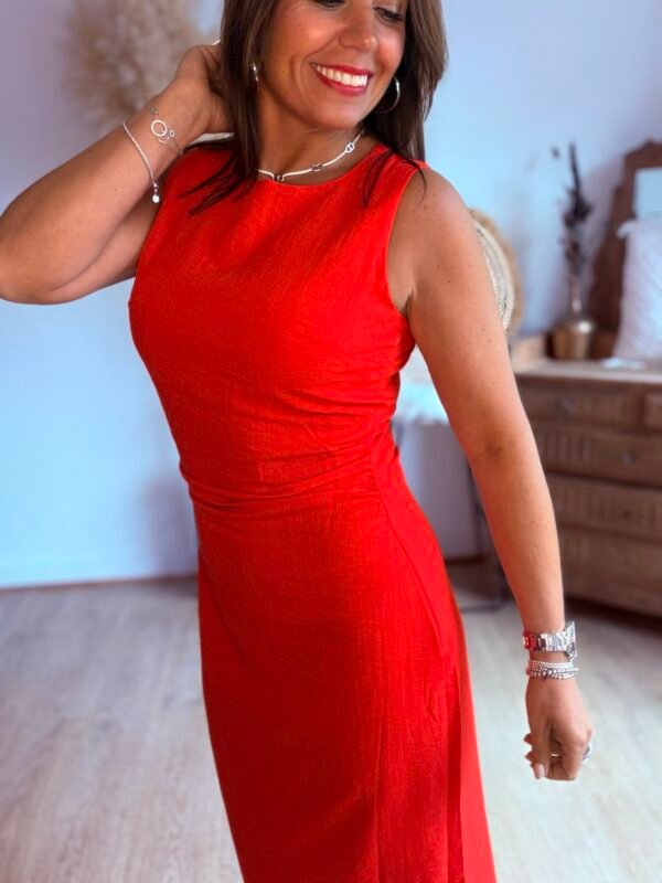 Robe rouge corail - Modèle Malone