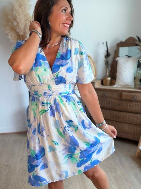 Robe imprimée bleu - Modèle Jess