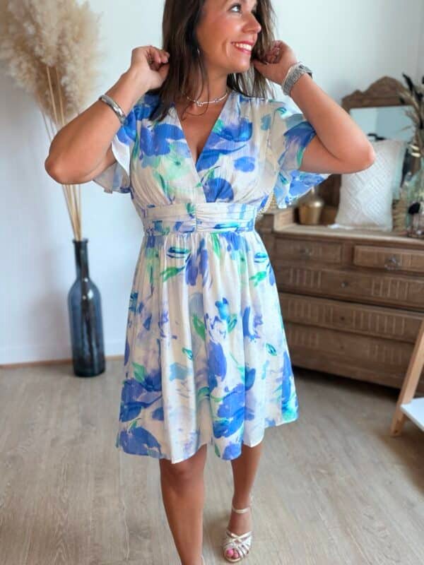 Robe imprimée bleu - Modèle Jess