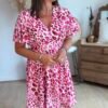 Robe imprimée léopard Fushia - Modèle Suzanne