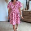 Robe imprimée léopard Fushia - Modèle Suzanne