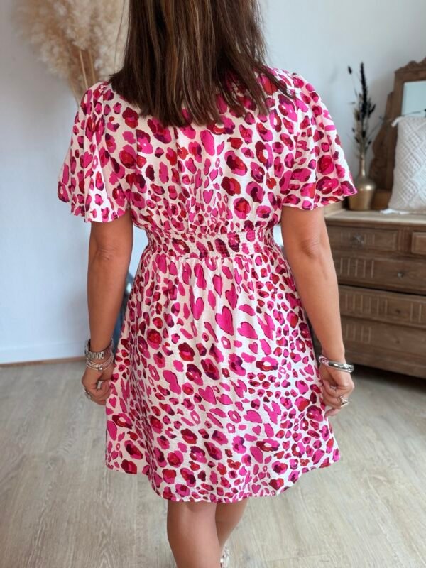 Robe imprimée léopard Fushia - Modèle Suzanne