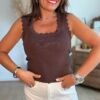 Top en maille marron - Modèle Charlotte