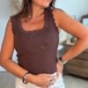 Top en maille marron - Modèle Charlotte
