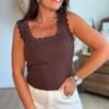 Top en maille marron - Modèle Charlotte