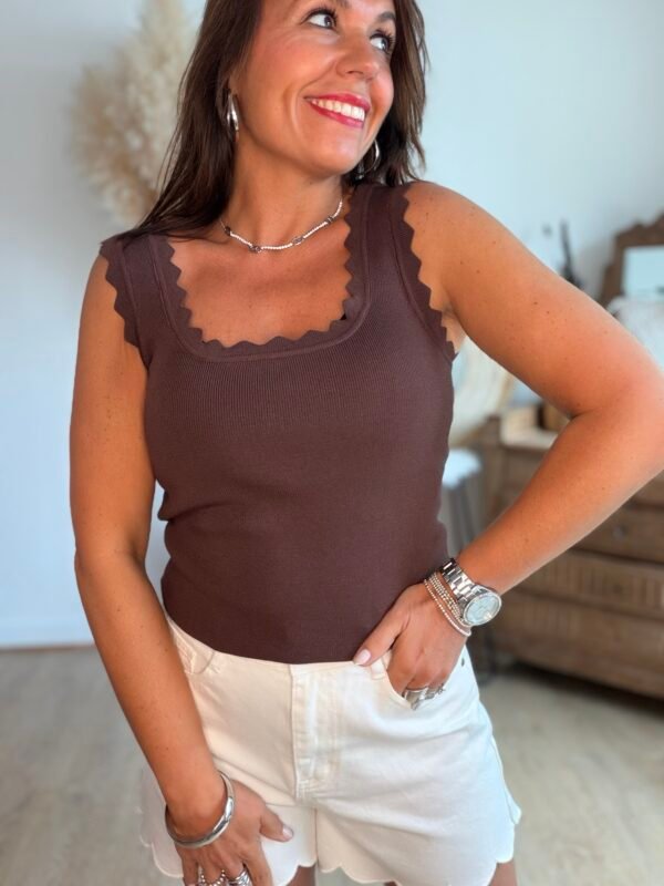 Top en maille marron - Modèle Charlotte