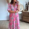 Robe longue imprimée rose  - Modèle Cindy