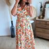 Robe longue imprimée orange - Modèle Noah