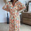 Robe longue imprimée orange - Modèle Noah