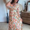 Robe longue imprimée orange - Modèle Noah
