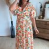 Robe longue imprimée orange - Modèle Noah