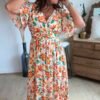 Robe longue imprimée orange - Modèle Noah