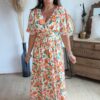 Robe longue imprimée orange - Modèle Noah
