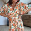 Robe longue imprimée orange - Modèle Noah