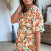 Robe longue imprimée orange - Modèle Noah