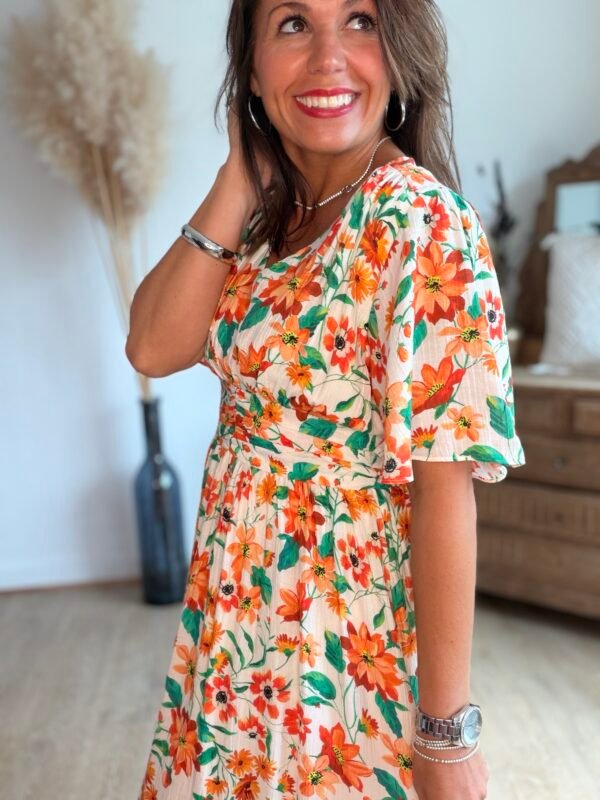 Robe longue imprimée orange - Modèle Noah
