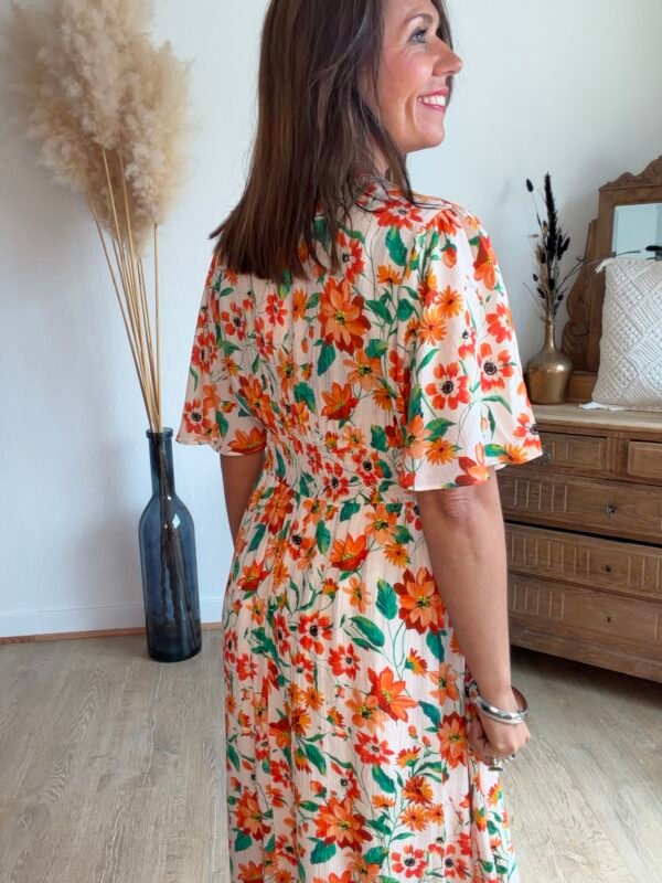 Robe longue imprimée orange - Modèle Noah