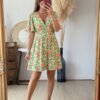 Robe fleurie verte - Modèle Talia